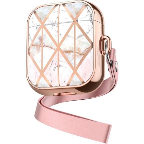 Luxury brand electroplated marble Lanyard Headphone Earphone Soft case for Apple airpods 1 2 Pro 3 Wireless Headset cover gift