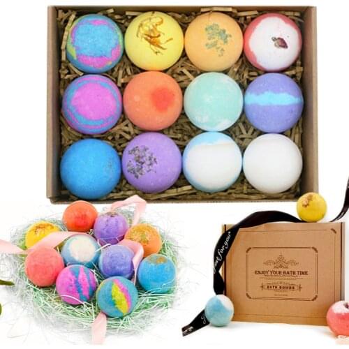 12pcs/set Bath Bombs Bubble Ball Kit Essential Oil Bath Salts Skin Care Exfoliating Moisturizing Shower Bath Balls Accessories