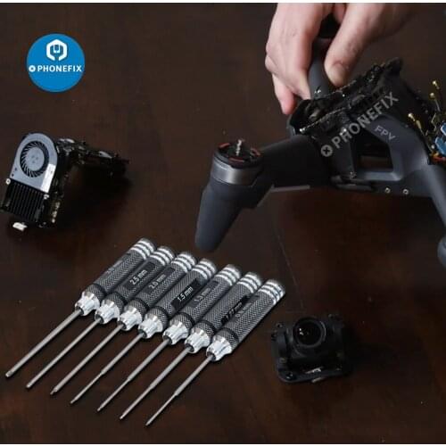 7pcs Hexagon Screwdriver Hex Screw Driver Set 0.9/1.27/1.3/1.5/ 2.0/ 2.5/ 3.0mm for RC Model Helicopter Bench Work Engineering