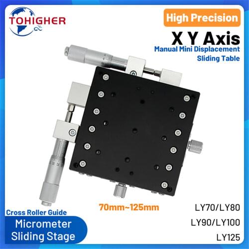 XY Axis 70*70-125*125 Knob Micrometer Sliding Stage Platform Manual Displacement Sliding Table Guide Rail LY70/80/90/100/125