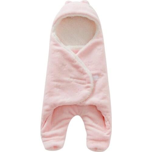 Baby Swaddle Blanket Wrap Warm Swaddle For Newborn Boys Girls Split Legs Design Anti-kick Quilt Belly Protection Design With Cap