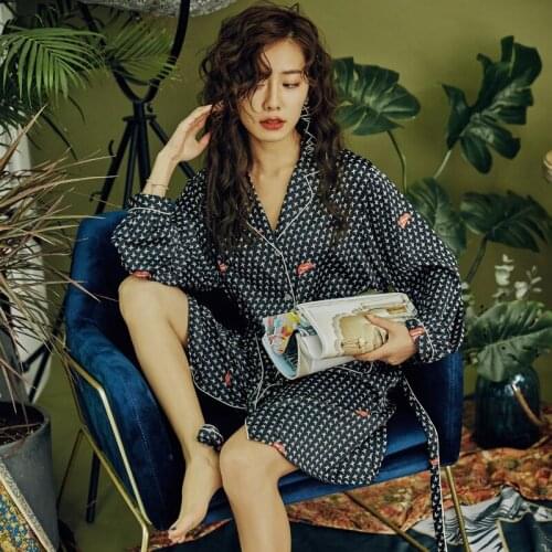 20 Year New Pajamas Female Summer V-neck Short Sleeve Flash Shorts Two-Piece Set-Outer Wear Thin Loose-Fit Homewear Set