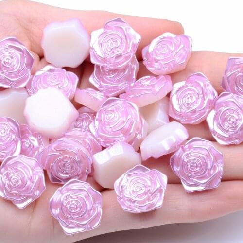 Rose Flower 10pcs 18mm Imitation Pearls Flatback ABS Resin Material Half Pearls Great For Shoes Scrapbooks