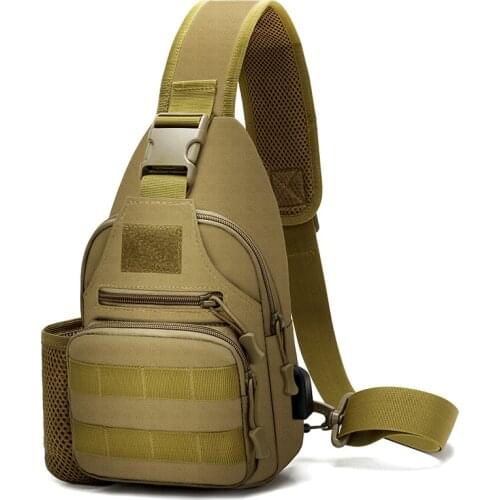 USB Sling Bag Military Tactical 600D Sling Shoulder Bag Camping Hiking Bag Camouflage Hunting Outdoor Sports Camo Backpack