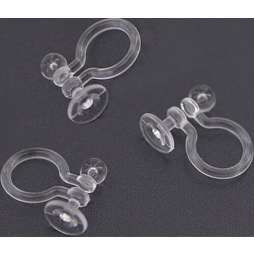 SEA MEW 20 PCS Transparent Ear Clip For Jewelry Making ,Ear Plug Plastic Earrings Base Setting DIY Jewelry Accessories