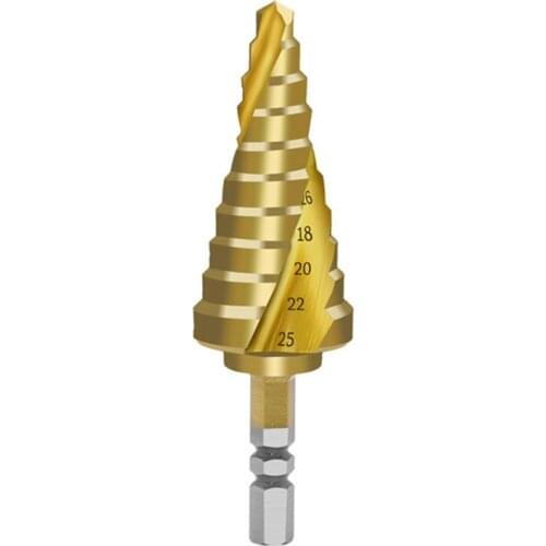6-25mm Pagoda-Shaped Step Cone Drill Bit Spiral Hex Shank HSS Titanium Coated Sharp Edge Metal Drilling Dropship