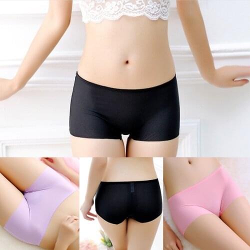 New Comfortable and High-grade One-piece Breathable Womens Underwear Summer Ice Silk Seamless Boxer Shorts Women Lingerie Femme