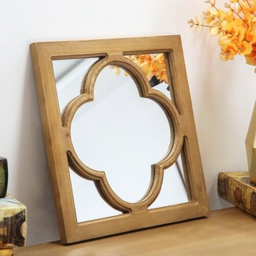 Vintage retro handmade wood wall mirror decor