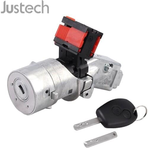 Justech 12V 4 Pin Ignition Switch Lock Barrel Starter Cylinder+Key+Key Blade For Renault Clio MK III 8200214168 Ignition Switch