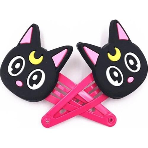 2pcs Luna Cat Cartoon Hair Clip BB Hairpins PVC Hair Accessories Baby Children Headwear Kids Gift Hair Barrettes for Girls