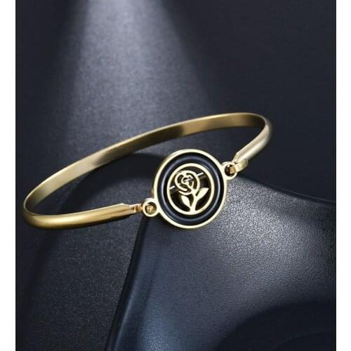 Beautiful Lovers Bracelets Women Bracelets Stainless Steel Bangles and Bangles Hollow Flower Woman Jewelry Gifts