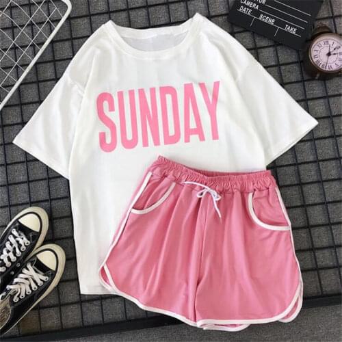 Fashion 2 Piece Set Sexy Short Sleeve T shirt and Mini Shorts sets for women 2021 summer fashion letter print Casual Tracksuit