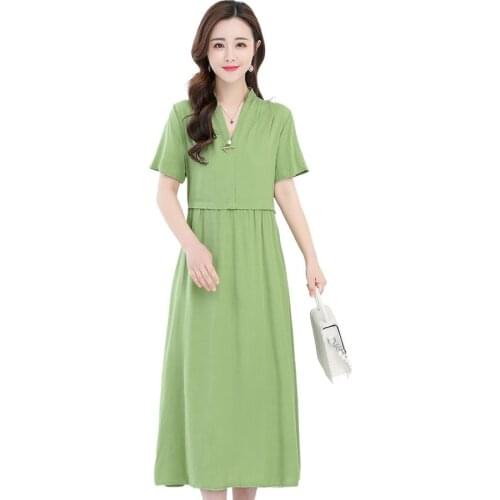 Women Summer Dress Women Casual Short Sleeve Square V-Neck Boho Maxi Dress Female Vestidos Plus Size L-6XL