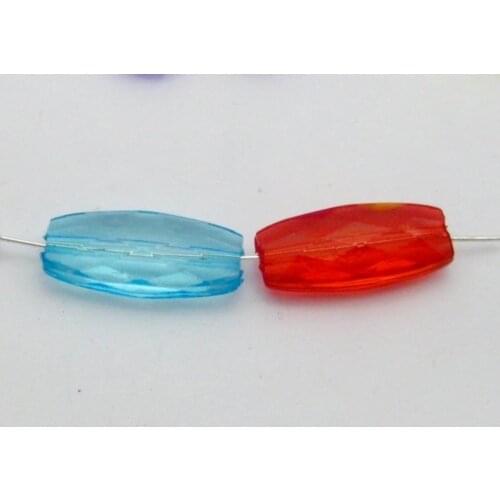 100 Mixed Colour Transparent Acrylic Flat Oval Tube Spacer Beads 18mm