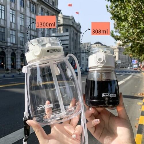 1300ml Water Cup Transparent Plastic Water Bottles BPA Free Creative Portable Water Bottle With Portable Rope Travel Tea Cup