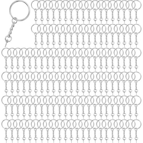 150PCS Keyring Rings Key Chain Rings Keyring Chains Split Metal Key Rings With Link Chain And Screw Eye Pins For Crafts-ABUX