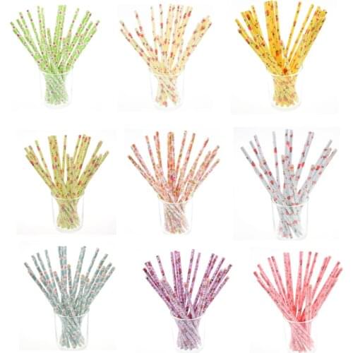 25pcs/lot Eco-friendly Rose Paper Straws Mixed Biodegradable Paper Drinking Straws for Wedding party Bar/Pub Decoration Supply
