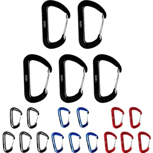 5pcs Lightweight Strong Aluminum Carabiners Buckles Multifunctional for Hammock Suspension Outdoor Camping Climbing Accessories