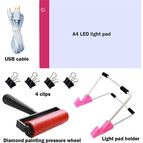 Diamond Painting Tools,5D Diamond Painting Accessories Kits Diamond Cross Stitch Tool LED Light Pad Drawing Board Mask Tools Set