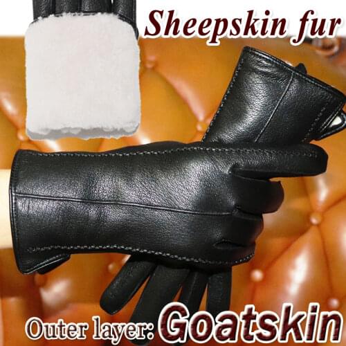AOTIANYANG Womens Goatskin Gloves Warm Winter Thickened Cold and Windproof Sheepskin Leather Real Wool fur gloves New Style