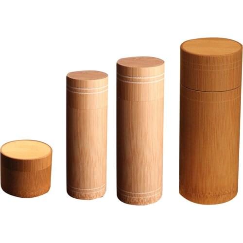 Natural Bamboo Tea Canister Storage Box Organizer Bottle Tea Set Box Kitchen Accessories Seal Cover Jar Caddy Gift Home Travel