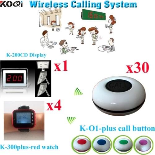 Wireless Restaurant Call System Waiter Server Paging Service -Table Calling Button( 1 display with 4 watch and 30 buzzer)