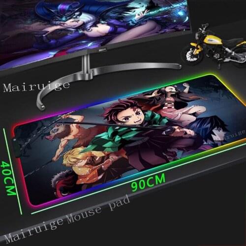 Mairuige Large RGB Game Mouse Pad Lockedge Anime Demon Killer Kimetsu No Yaiba Computer Desk Mat Rubber Non-slip Lol Csgo Gamers