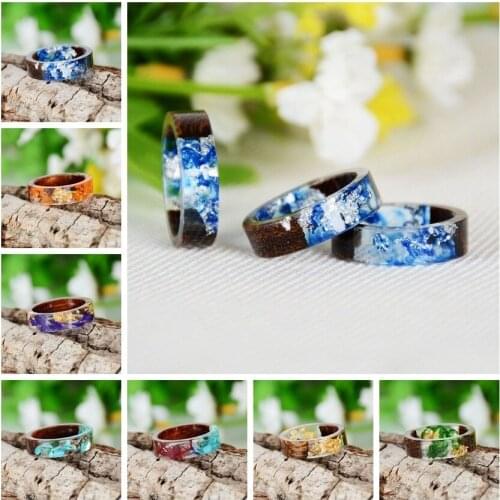 BUDROVKY 2020 New Wood Resin Ring Sen Series Small Fresh Diy Handmade Dried Flower Epoxy Ring Dropshipping