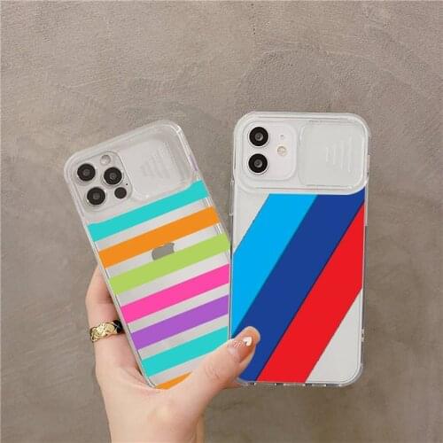 Rainbow stripes simple Phone Case for iPhone 11 12 pro mini 7 8 Plus X XS XR Max Shockproof Bumper Clear Back Cover
