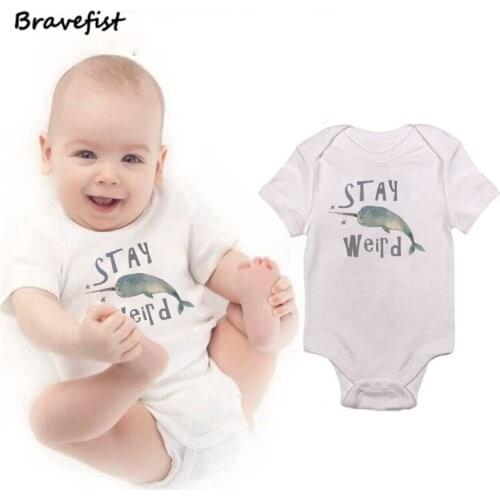 Lovely Narwhal Print Newborn Bodysuits Hot Sale Summer Children Boys Girls Clothes Baby Bodysuits Infant Onesie Kids Outfits
