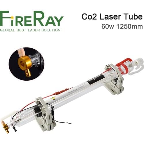 Fireray 60W Co2 Laser Glass Tube Length 1250mm Dia. 55mm Upgraded Metal Head Glass Pipe for CO2 Laser Engraving Cutting Machine
