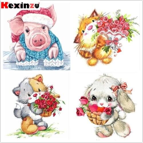Kexinzu Full Diamond Painting Cross Stitch Mosaic Cartoon Animal 5D Diy Square Round Bead Drill 3d Embroidery Rhinestone Gift 04
