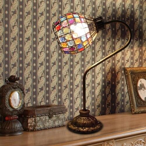 Korean mic study desk lamp rural retro beaded bedside lamp lighting cafe study