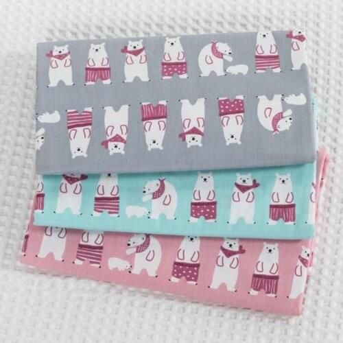 Pretty Brand Designs Pink Grey Green Polar Bear Printed 100% cotton twill cotton Fabric quilting home decor patchwork telas clot