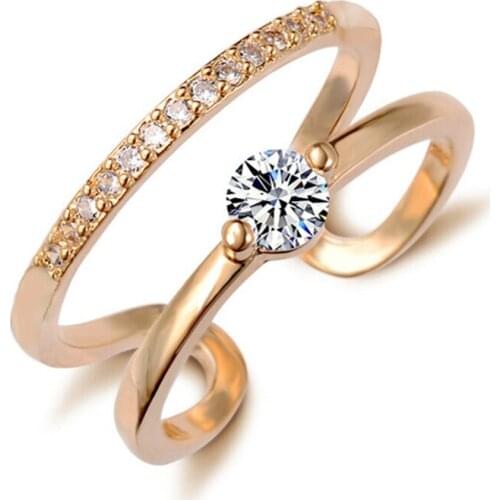 Fashion Design Cubic Zirconia Rings For Women Gold Silver Color Round Crystal Ring Female Anel Party Statement Jewelry 2018