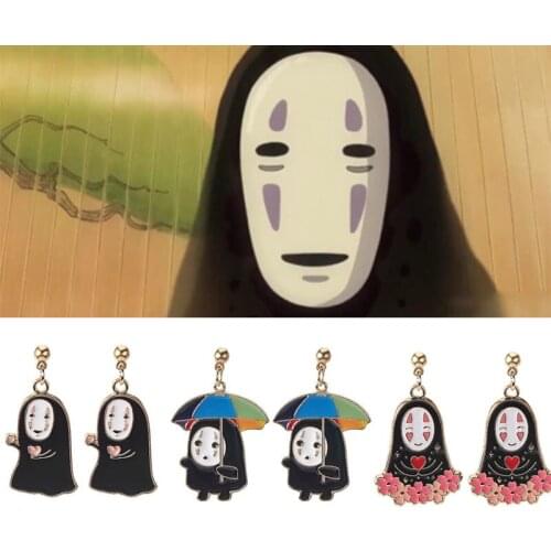 Spirited Away No Face Man Earring Cartoon Fairydust Ghost Drop Cosplay Props Ear Studs Pendant Accessories Jewelry Gifts