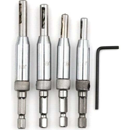 4Pcs 5/64" 7/64" 9/64" 11/64" HSS Self Centering Hinge Drill Bits Set Door Cabinet