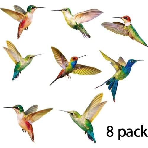 6-8Pack Anti-collision Hummingbird Window Decor Electrostatic Glass Film Window Sticker Multicolor No Glue Needed Window Clings