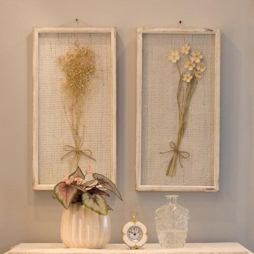 Wall Hanging Dried Flowers Decoration Nordic Bedroom Living Room Wooden Frame Paintings Home Decor Ornaments Wall Art Picture