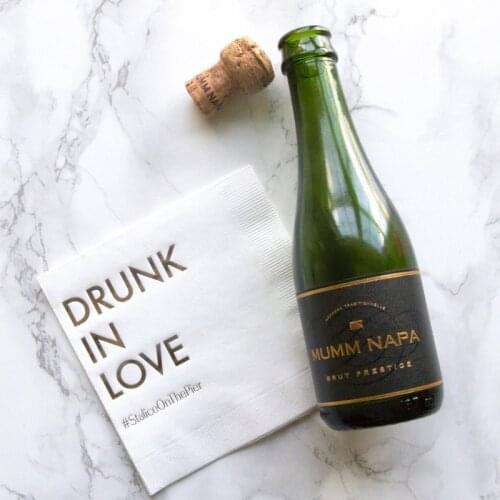 Drunk in Love Personalized Wedding Napkins, Rehearsal Dinner,Engagement Party,Custom Bar Napkins,Custom baby shower Napkins