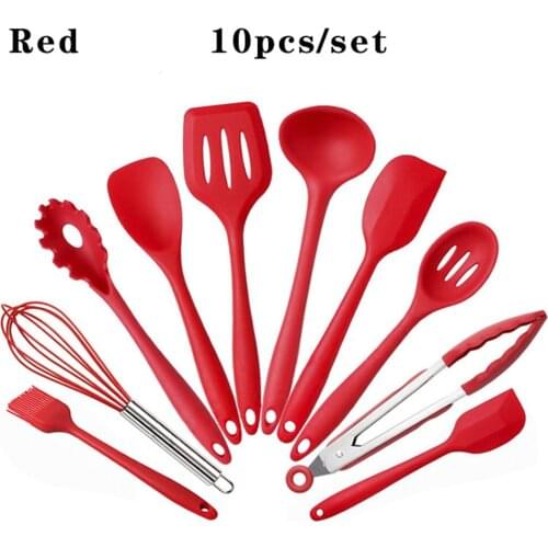 Food Grade Wooden Handle Non-Stick Pot Silicone Kit Gadget Spatula Tongs Soup Ladle Cooking Utensils Kitchen Supplies