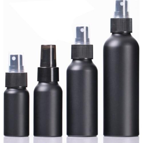 Portable Travel Black Aluminum Empty Bottle Perfume Spray Bottle Cosmetic Packaging Container 30ml 50ml 100ml 150ml