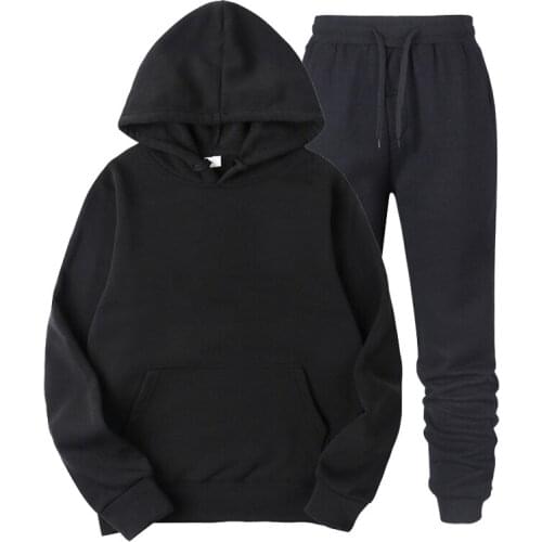 Casual Tracksuit 2019 New Hoodie Autumn Sport Suit Solid Hooded Men Casual Cotton Fall / Winter Warm Sweatshirts Womens Sets