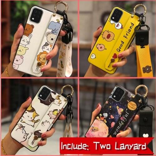 New Silicone Phone Case For LG K42 Cover TPU Cute Wristband For Woman Shockproof Wrist Strap