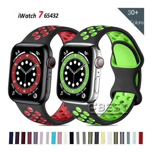 Silicone Strap For Apple Watch band 40MM 38MM 42MM 44MM Soft Breathable Rubber Watchband Bracelet for IWatch Series 3 4 5 6 SE