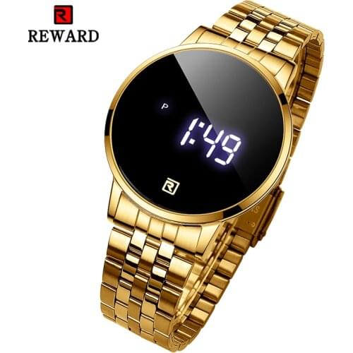 New Reward Men Digital Wristwatch Luxury Stainless Steel Watches Full Touch Screen Sport Waterproof Date Wrist Watch for Man