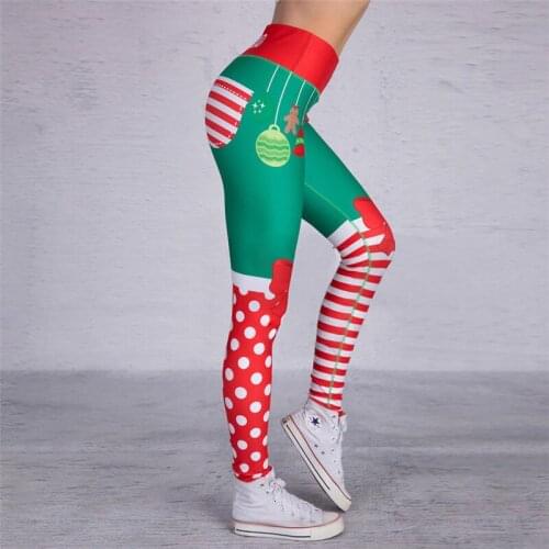 Christmas Trousers For Women Lady Casual Elasticity Skinny Leggins Mujer High Waist Workout Printing Stretchy Pants leggings