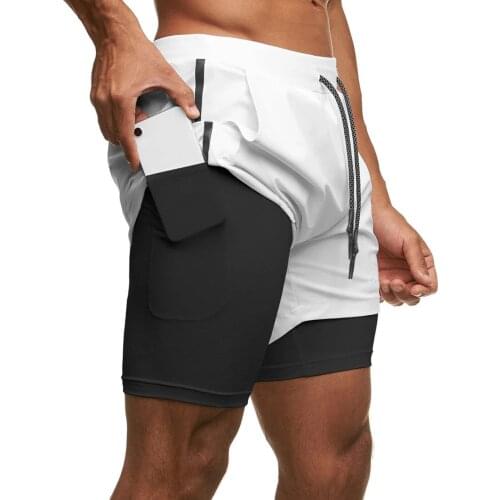 Mens Fitness Basketball Shorts, Double Layer Lightweight Running Leggings with Pockets for Youth Boys Men New Fashion 2021