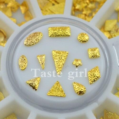 Mixed desig frosted gold metal 3d nail art decorations studs steering wheel manicure nails accessoires supplies Styling tools