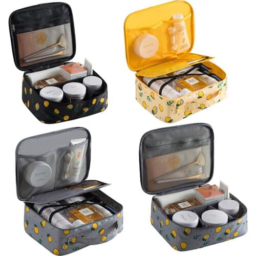 Lemon Fruit Print Oxford Cloth Cosmetic Bag New Multi-Bags Travel Zipper Box Womens Portable Waterproof Oxford Bag Make up Bag